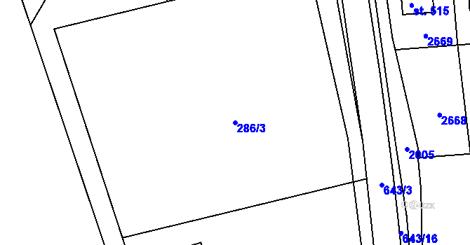 Parcela st. 286/3 v KÚ Jenišovice u Jablonce nad Nisou, Katastrální mapa
