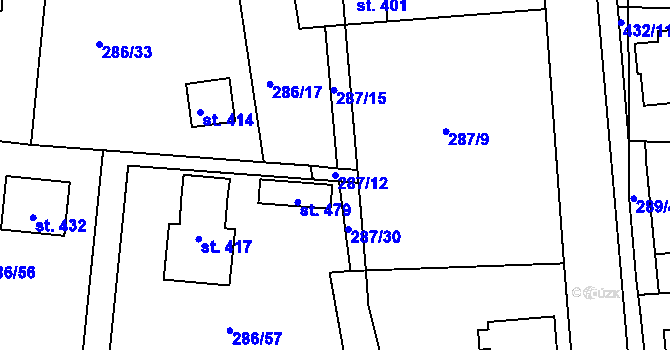 Parcela st. 287/12 v KÚ Jenišovice u Jablonce nad Nisou, Katastrální mapa