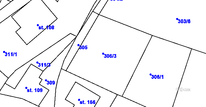 Parcela st. 306/3 v KÚ Jenišovice u Jablonce nad Nisou, Katastrální mapa