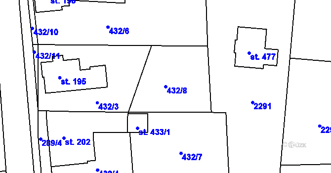 Parcela st. 432/8 v KÚ Jenišovice u Jablonce nad Nisou, Katastrální mapa