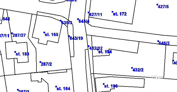 Parcela st. 432/12 v KÚ Jenišovice u Jablonce nad Nisou, Katastrální mapa