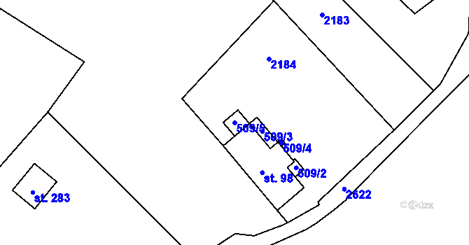 Parcela st. 509/5 v KÚ Jenišovice u Jablonce nad Nisou, Katastrální mapa