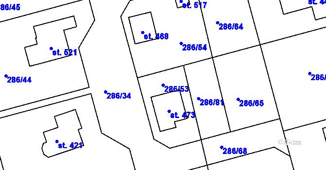 Parcela st. 286/53 v KÚ Jenišovice u Jablonce nad Nisou, Katastrální mapa
