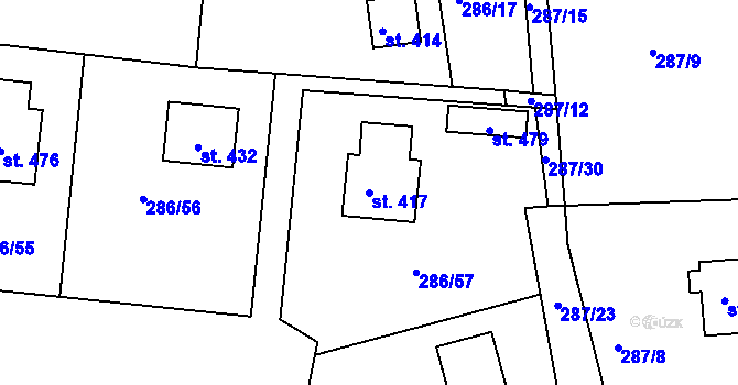 Parcela st. 417 v KÚ Jenišovice u Jablonce nad Nisou, Katastrální mapa