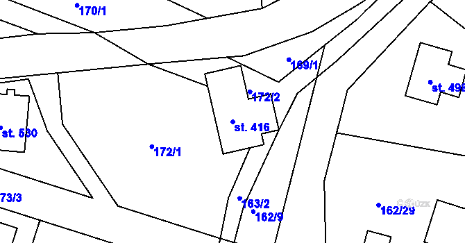Parcela st. 416 v KÚ Jenišovice u Jablonce nad Nisou, Katastrální mapa