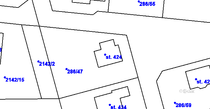 Parcela st. 424 v KÚ Jenišovice u Jablonce nad Nisou, Katastrální mapa