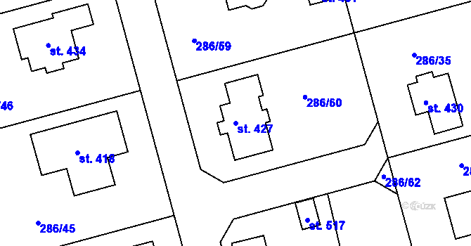 Parcela st. 427 v KÚ Jenišovice u Jablonce nad Nisou, Katastrální mapa