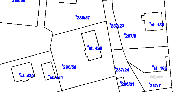 Parcela st. 428 v KÚ Jenišovice u Jablonce nad Nisou, Katastrální mapa