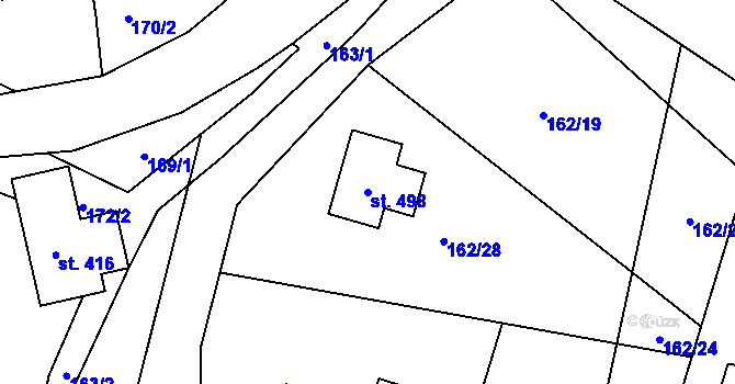 Parcela st. 498 v KÚ Jenišovice u Jablonce nad Nisou, Katastrální mapa