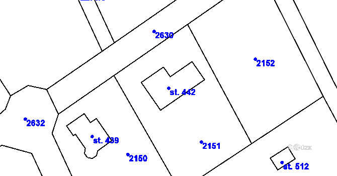 Parcela st. 442 v KÚ Jenišovice u Jablonce nad Nisou, Katastrální mapa