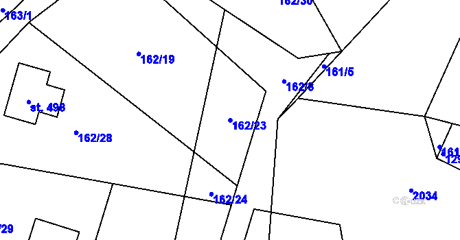 Parcela st. 162/23 v KÚ Jenišovice u Jablonce nad Nisou, Katastrální mapa