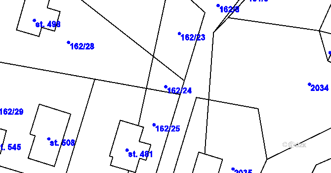 Parcela st. 162/24 v KÚ Jenišovice u Jablonce nad Nisou, Katastrální mapa