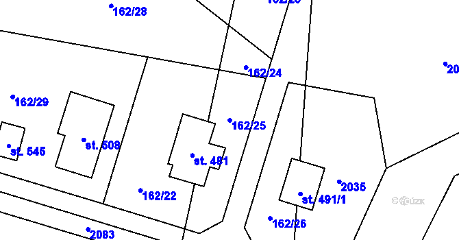 Parcela st. 162/25 v KÚ Jenišovice u Jablonce nad Nisou, Katastrální mapa