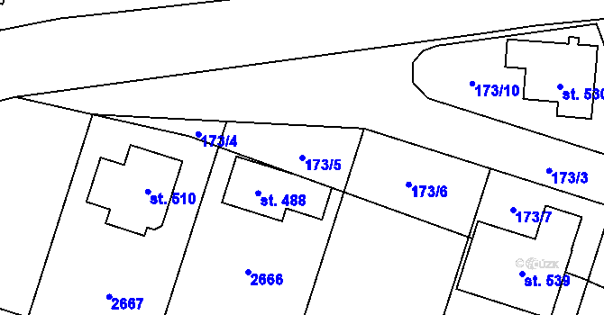 Parcela st. 173/5 v KÚ Jenišovice u Jablonce nad Nisou, Katastrální mapa