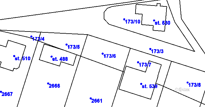 Parcela st. 173/6 v KÚ Jenišovice u Jablonce nad Nisou, Katastrální mapa