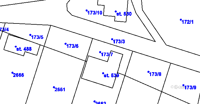 Parcela st. 173/7 v KÚ Jenišovice u Jablonce nad Nisou, Katastrální mapa