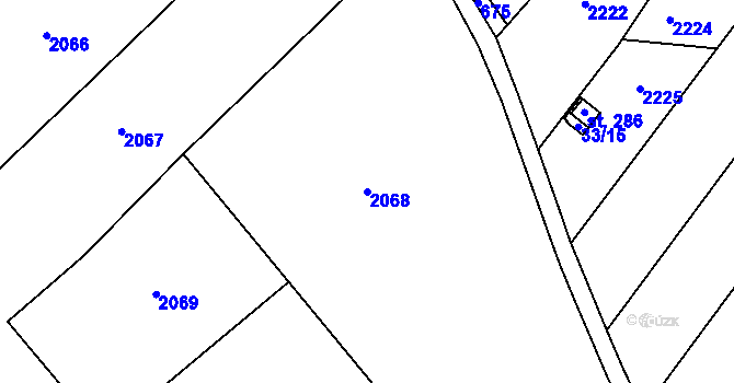 Parcela st. 2068 v KÚ Jenišovice u Jablonce nad Nisou, Katastrální mapa