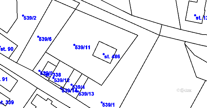 Parcela st. 486 v KÚ Jenišovice u Jablonce nad Nisou, Katastrální mapa