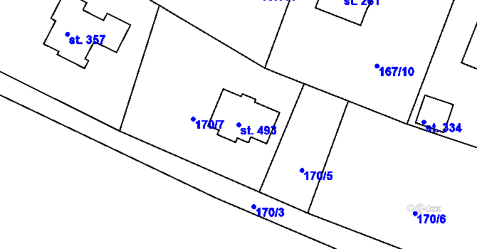 Parcela st. 493 v KÚ Jenišovice u Jablonce nad Nisou, Katastrální mapa