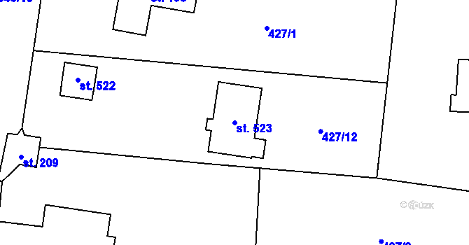 Parcela st. 523 v KÚ Jenišovice u Jablonce nad Nisou, Katastrální mapa