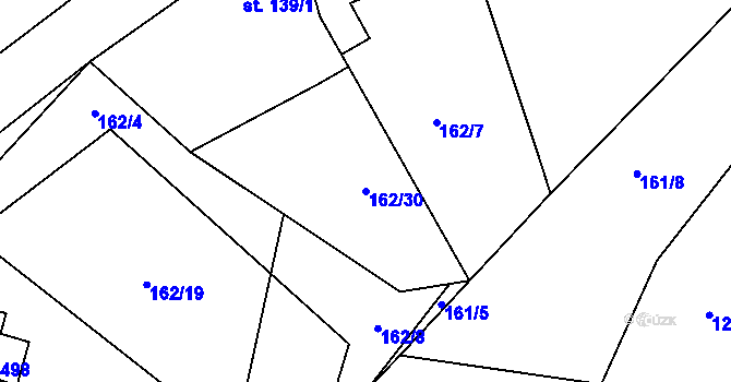 Parcela st. 162/30 v KÚ Jenišovice u Jablonce nad Nisou, Katastrální mapa