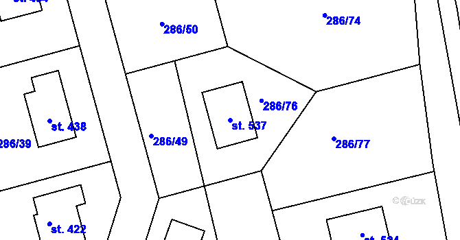 Parcela st. 537 v KÚ Jenišovice u Jablonce nad Nisou, Katastrální mapa