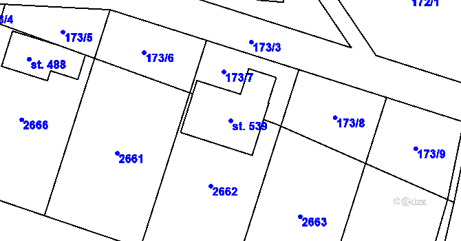 Parcela st. 539 v KÚ Jenišovice u Jablonce nad Nisou, Katastrální mapa
