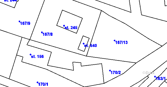 Parcela st. 540 v KÚ Jenišovice u Jablonce nad Nisou, Katastrální mapa