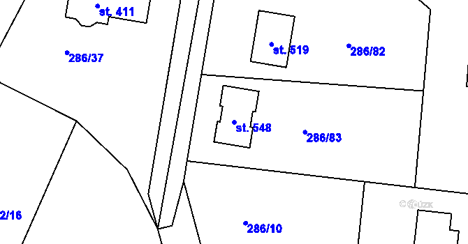 Parcela st. 548 v KÚ Jenišovice u Jablonce nad Nisou, Katastrální mapa