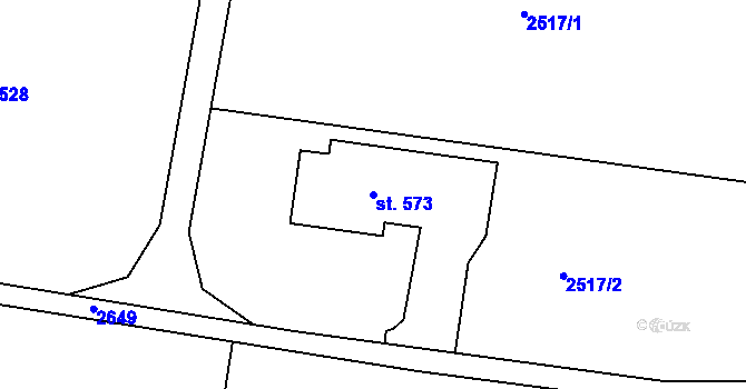 Parcela st. 573 v KÚ Jenišovice u Jablonce nad Nisou, Katastrální mapa