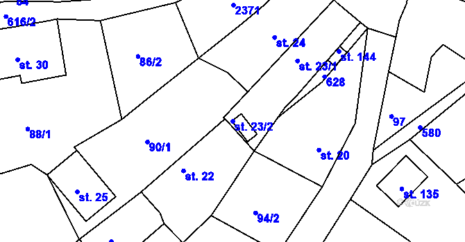 Parcela st. 23/2 v KÚ Odolenovice u Jenišovic, Katastrální mapa