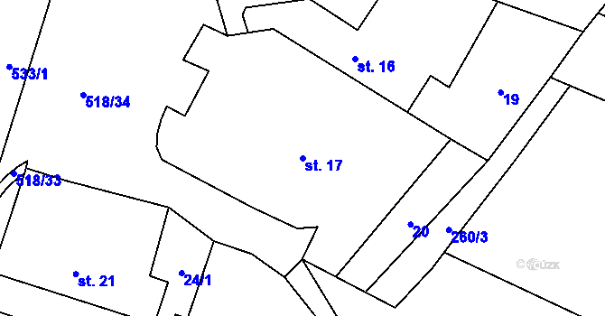 Parcela st. 17 v KÚ Jenišovice u Chrudimi, Katastrální mapa