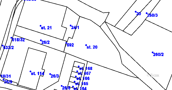 Parcela st. 20 v KÚ Jenišovice u Chrudimi, Katastrální mapa