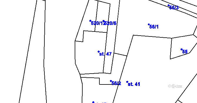 Parcela st. 47 v KÚ Jenišovice u Chrudimi, Katastrální mapa