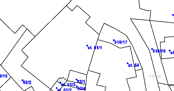 Parcela st. 51/1 v KÚ Jenišovice u Chrudimi, Katastrální mapa