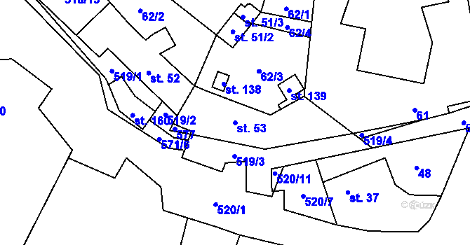Parcela st. 53 v KÚ Jenišovice u Chrudimi, Katastrální mapa