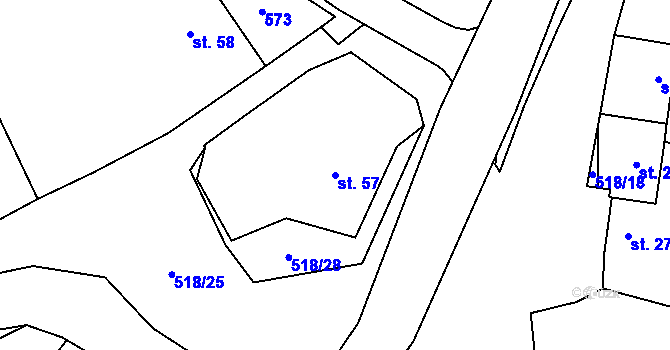 Parcela st. 57 v KÚ Jenišovice u Chrudimi, Katastrální mapa