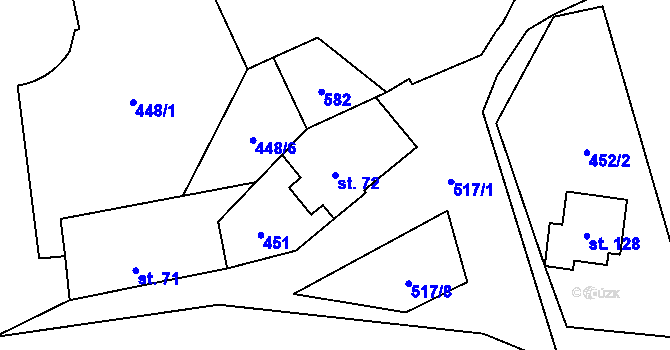 Parcela st. 72 v KÚ Jenišovice u Chrudimi, Katastrální mapa