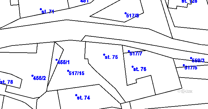 Parcela st. 75 v KÚ Jenišovice u Chrudimi, Katastrální mapa