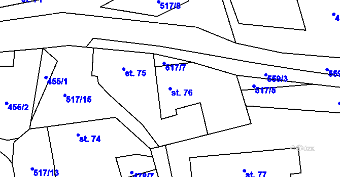 Parcela st. 76 v KÚ Jenišovice u Chrudimi, Katastrální mapa