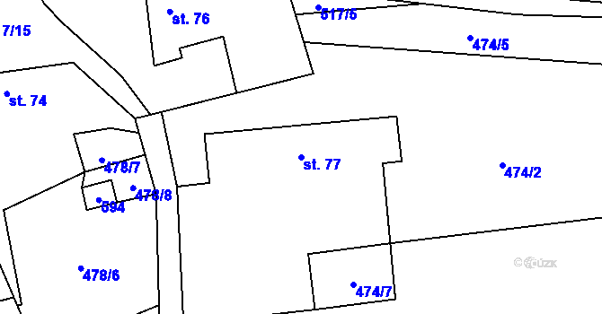 Parcela st. 77 v KÚ Jenišovice u Chrudimi, Katastrální mapa