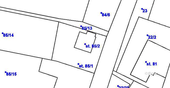 Parcela st. 85/2 v KÚ Jenišovice u Chrudimi, Katastrální mapa