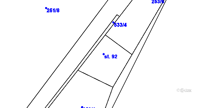 Parcela st. 92 v KÚ Jenišovice u Chrudimi, Katastrální mapa