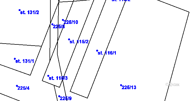 Parcela st. 116/1 v KÚ Jenišovice u Chrudimi, Katastrální mapa