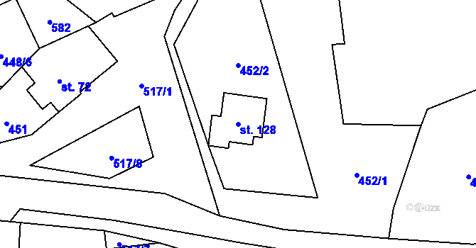 Parcela st. 128 v KÚ Jenišovice u Chrudimi, Katastrální mapa