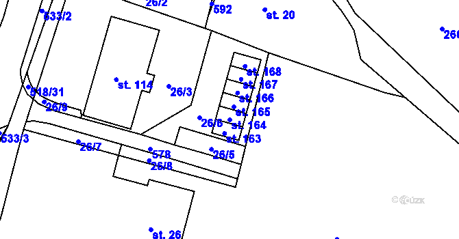 Parcela st. 164 v KÚ Jenišovice u Chrudimi, Katastrální mapa