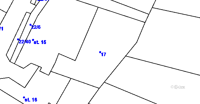 Parcela st. 17 v KÚ Jenišovice u Chrudimi, Katastrální mapa