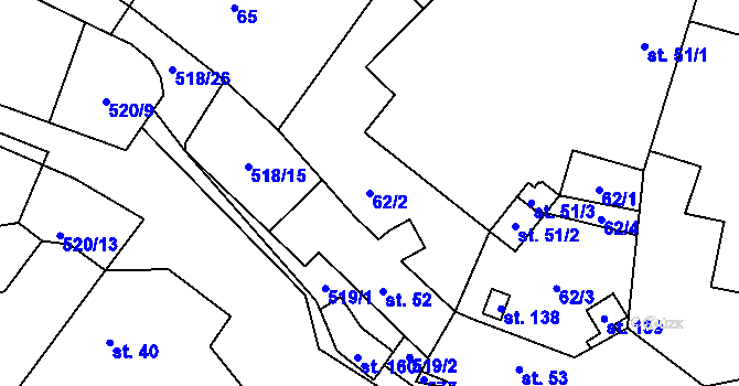 Parcela st. 62/2 v KÚ Jenišovice u Chrudimi, Katastrální mapa