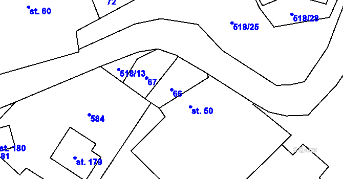 Parcela st. 66 v KÚ Jenišovice u Chrudimi, Katastrální mapa