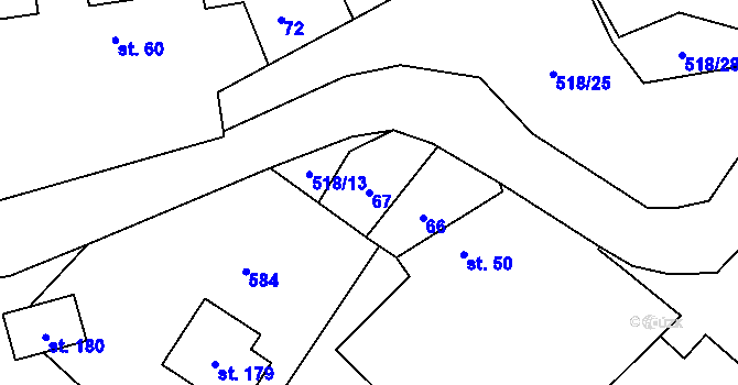 Parcela st. 67 v KÚ Jenišovice u Chrudimi, Katastrální mapa